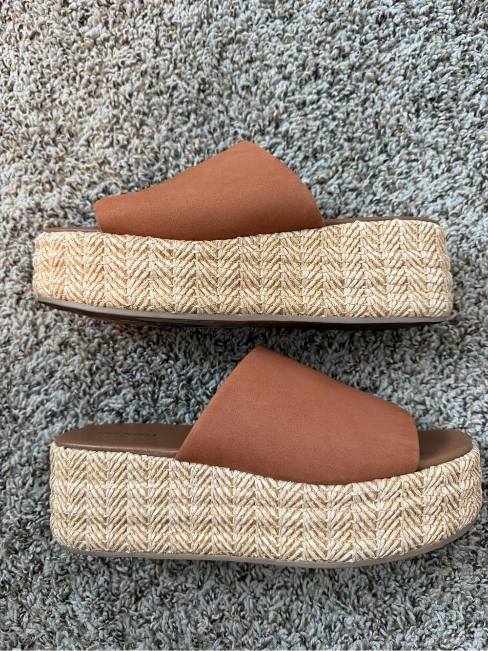 ⚡️Free People Harbor Raffia Brown Platform Slide Sandals